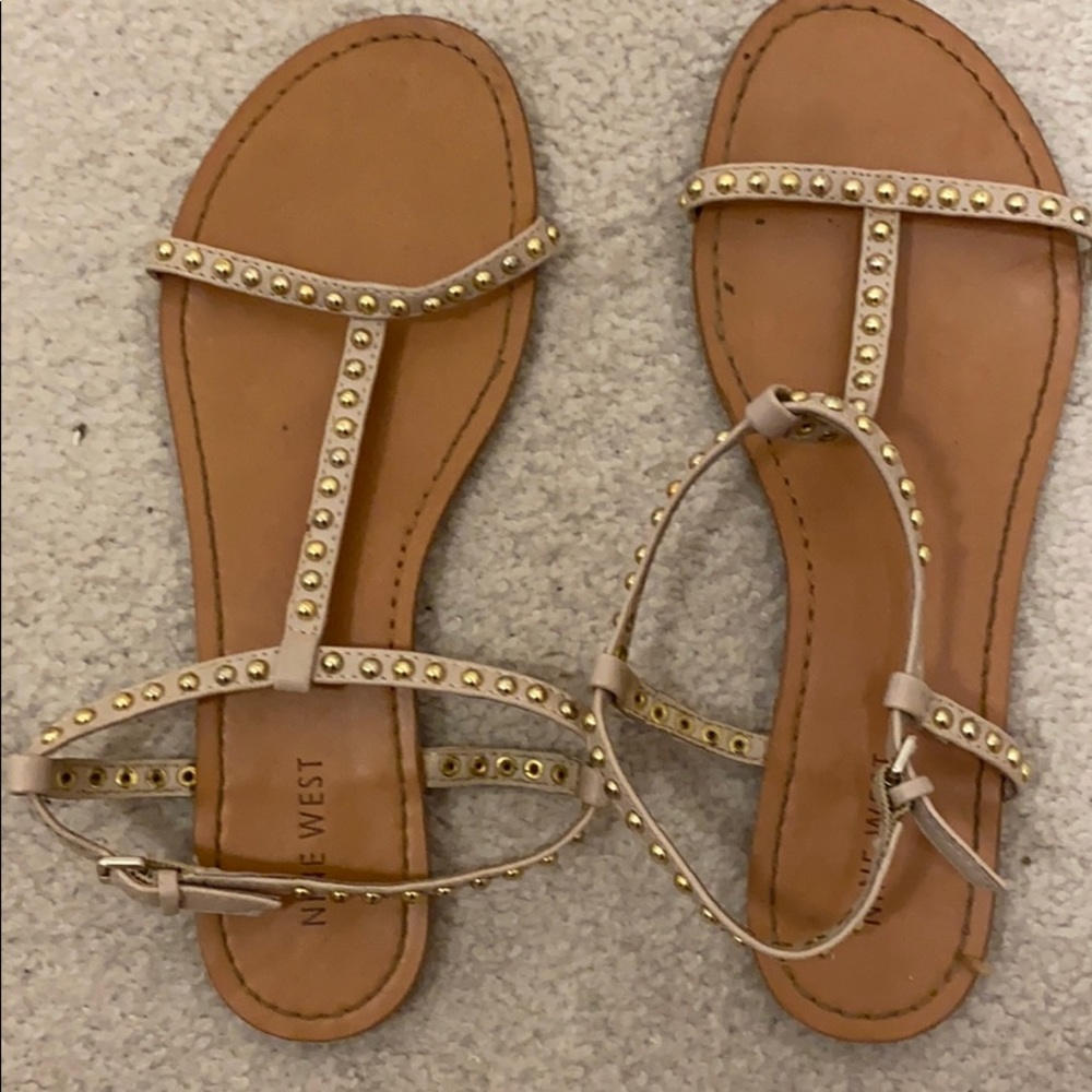 Tan studded Nine West sandals